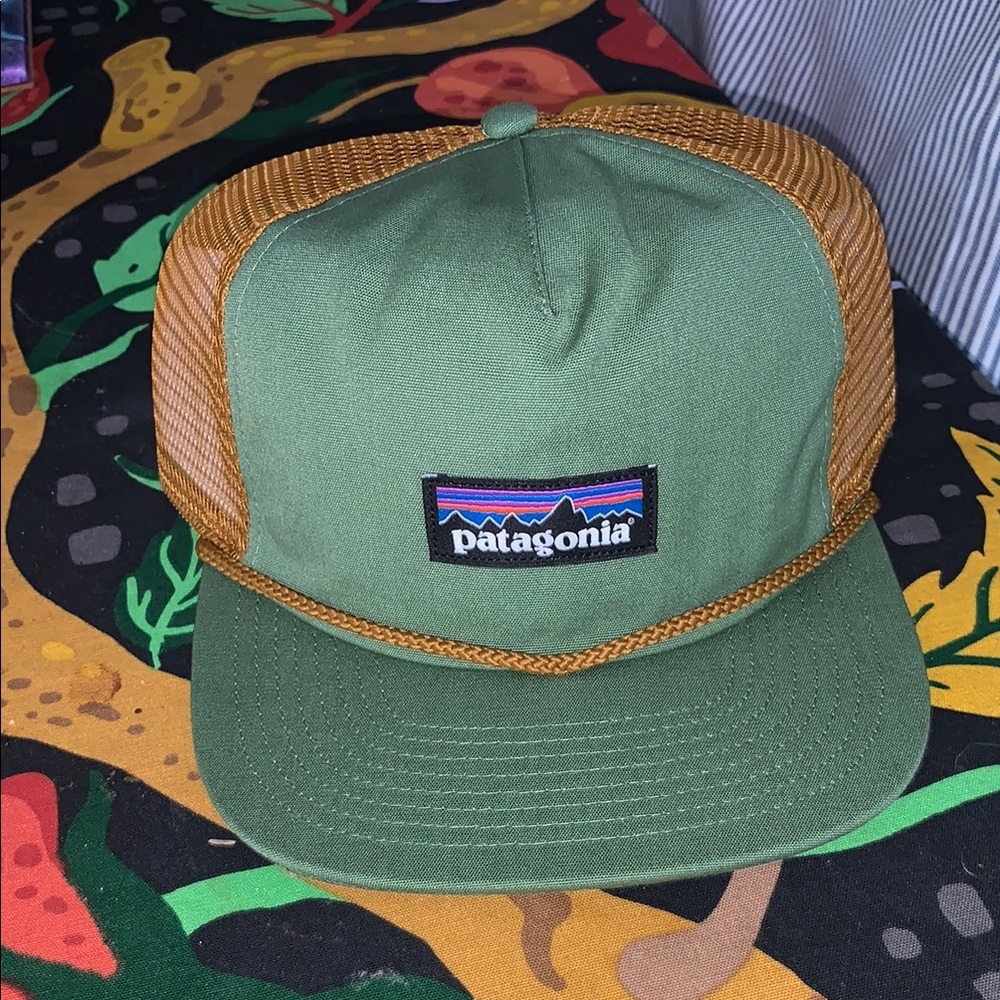 Patagonia Green and Tan Trucker Hat